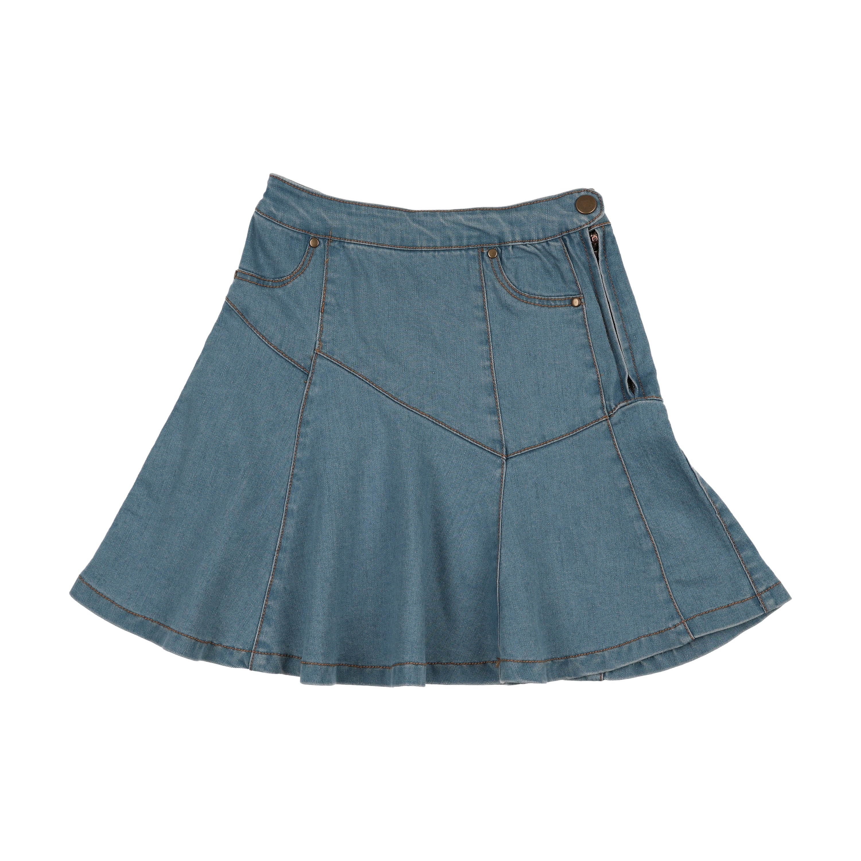 CHAMBRAY SKIRT BLUE CHAMBRAY