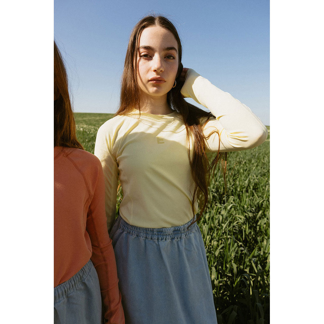 ELS2604 Pale Yellow E Logo Stitch Tee
