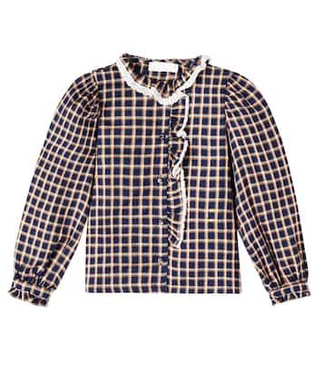 C'era una volta ginevra shirt blue check lurex
