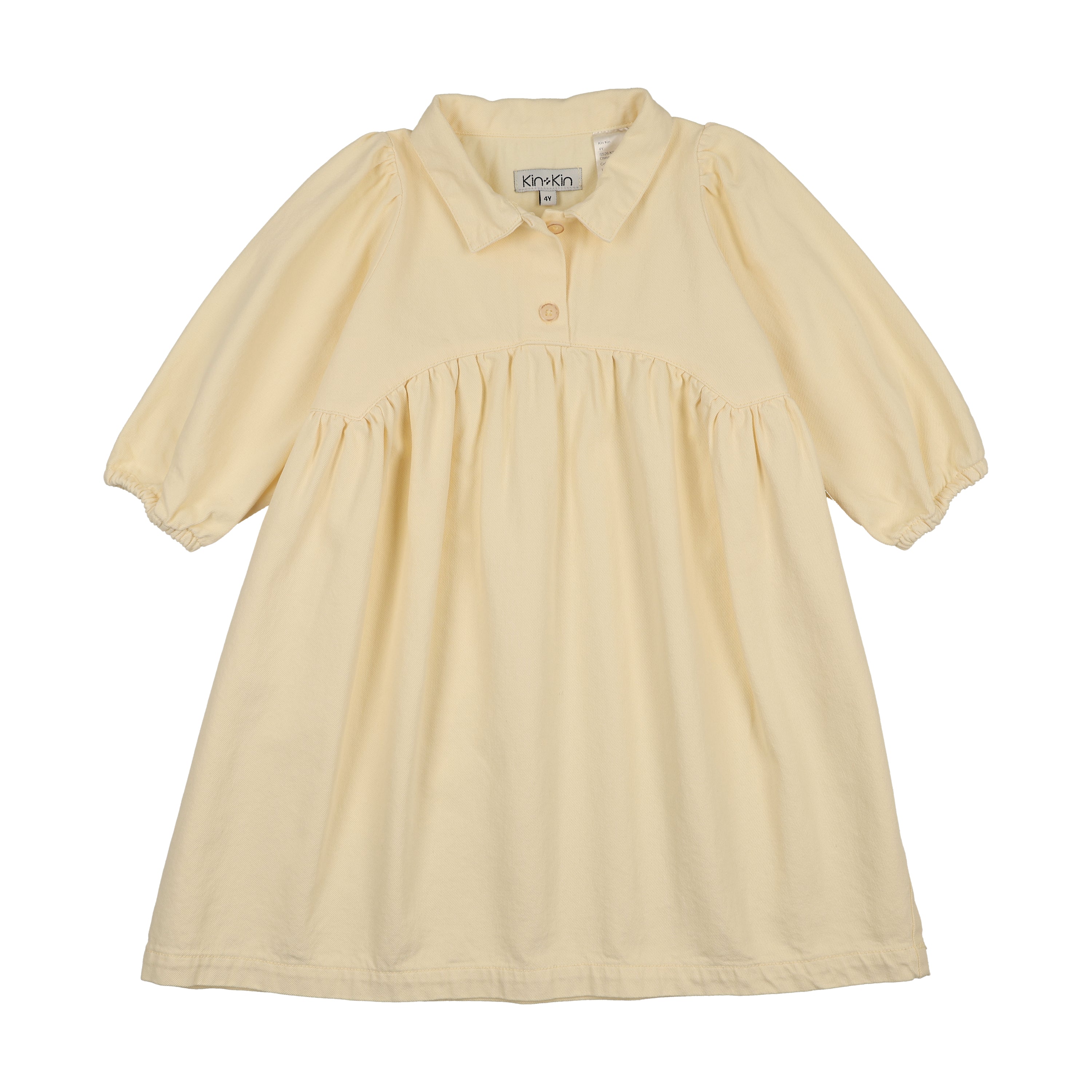 DENIM LONG SLEEVE SHIRT DRESS YELLOW DENIM