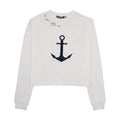 White Anchor Cropped Tee