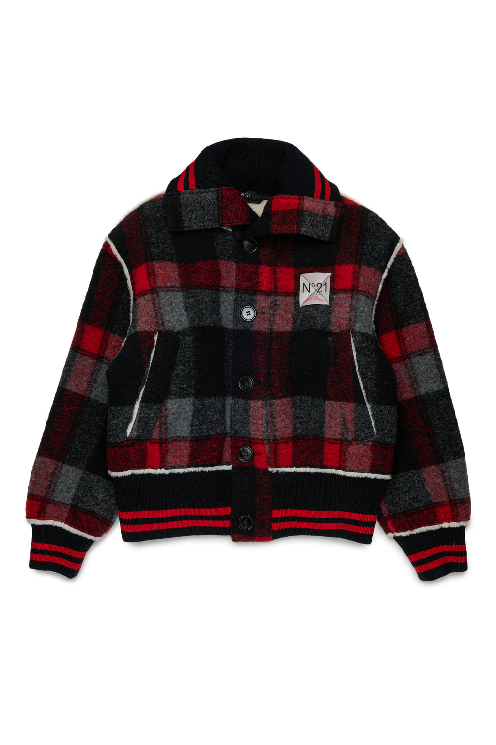 PLAID BOMBER JACKET - BLACK