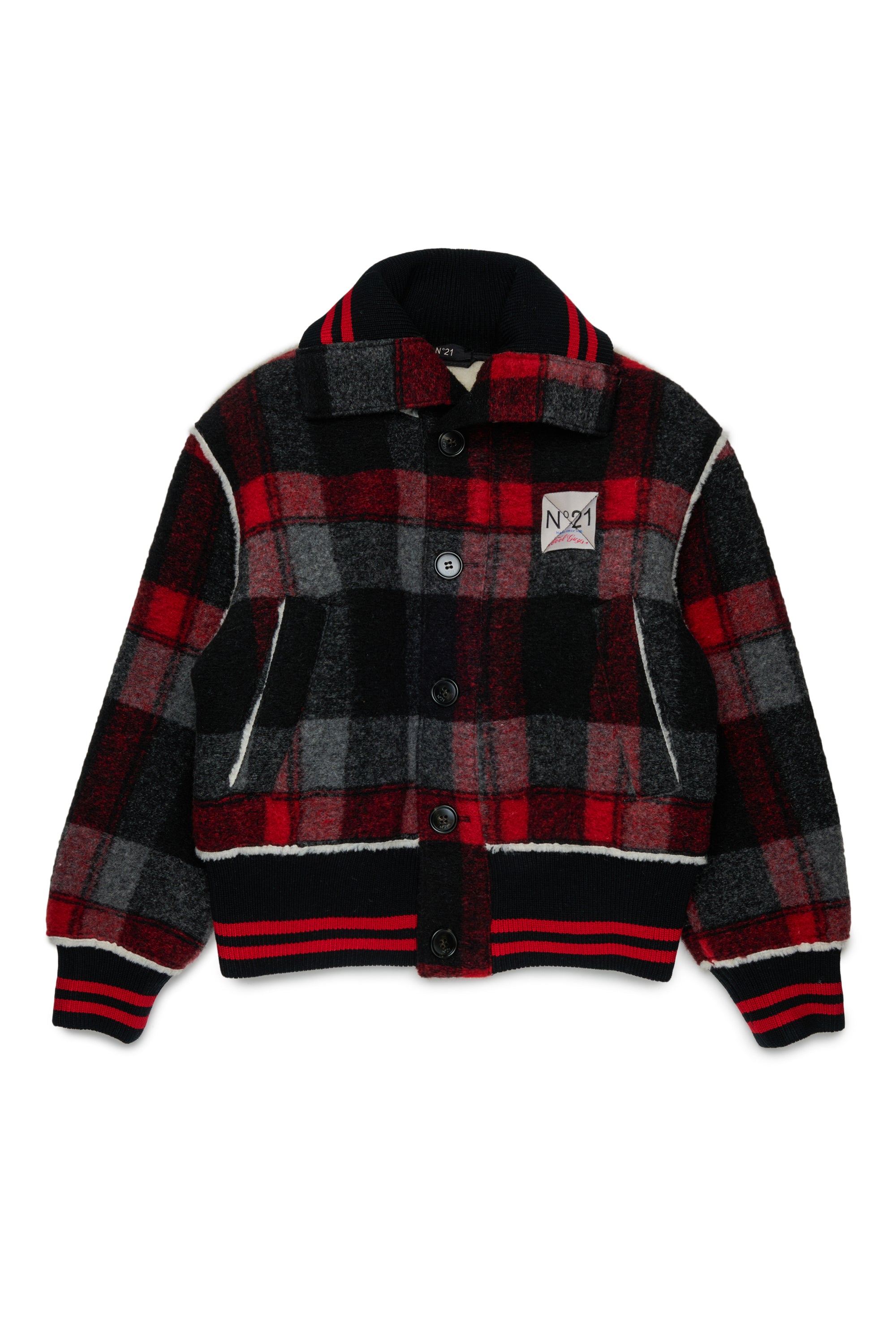PLAID BOMBER JACKET - BLACK