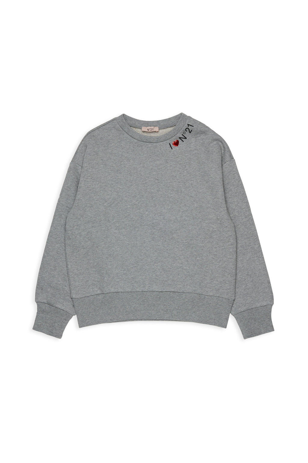SWEATSHIRT WITH I HEART N21 AROUND COLLAR - GREY