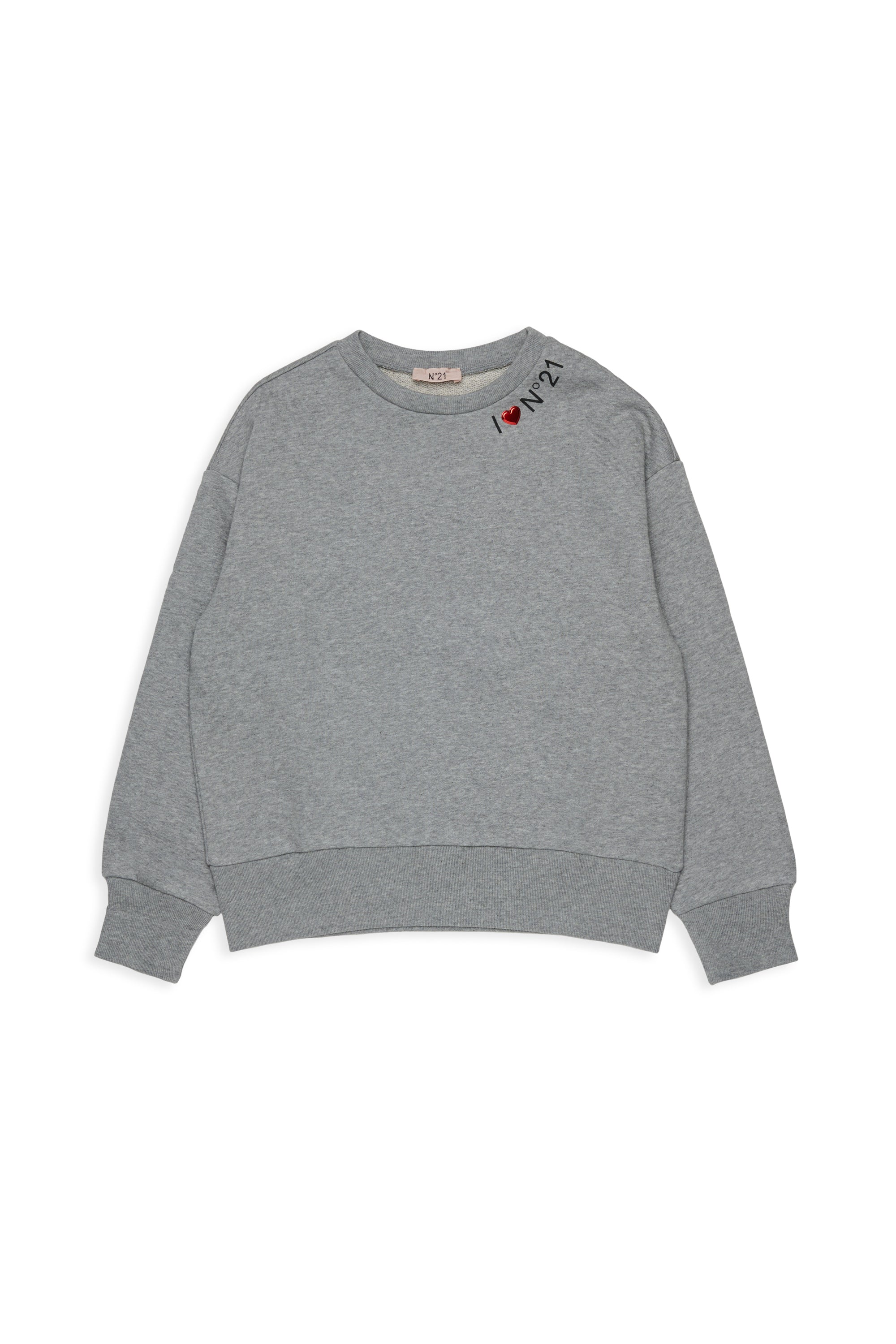 SWEATSHIRT WITH I HEART N21 AROUND COLLAR - GREY