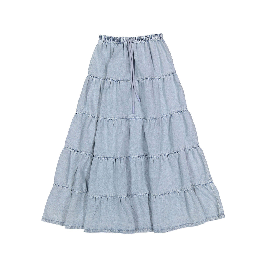 CH25137 Denim Tiered Skirt
