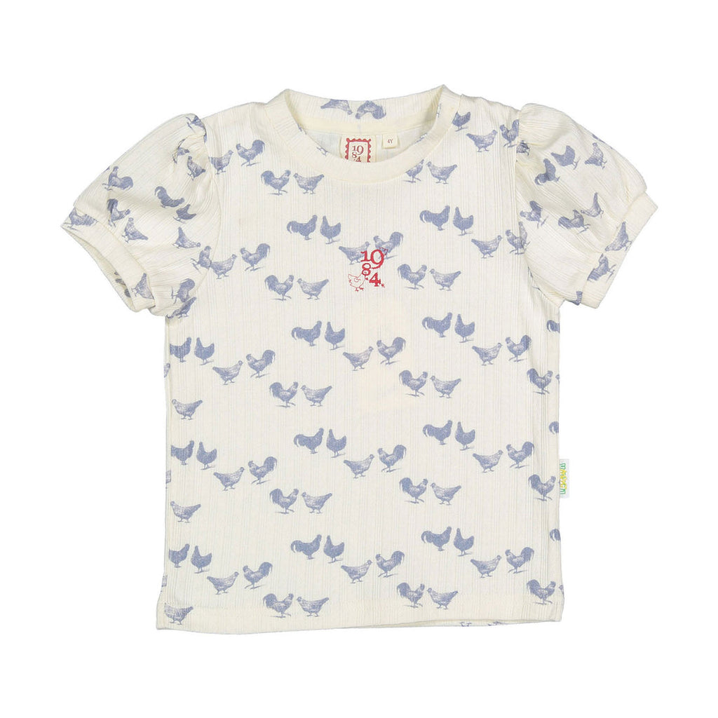 1984380 Chicken Print S/S Puff Sleeve Tee