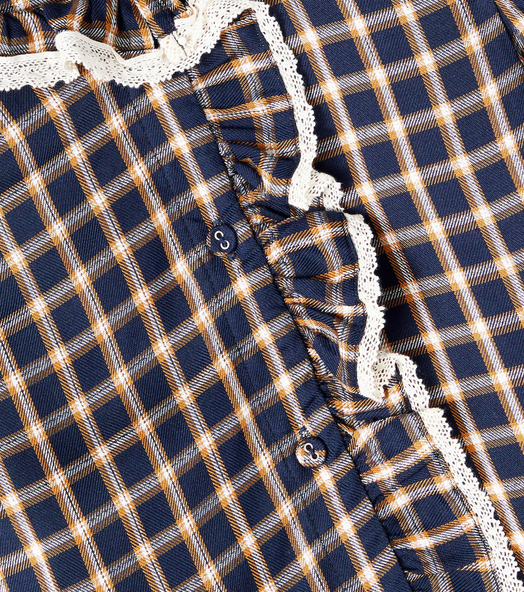 C'era una volta ginevra shirt blue check lurex