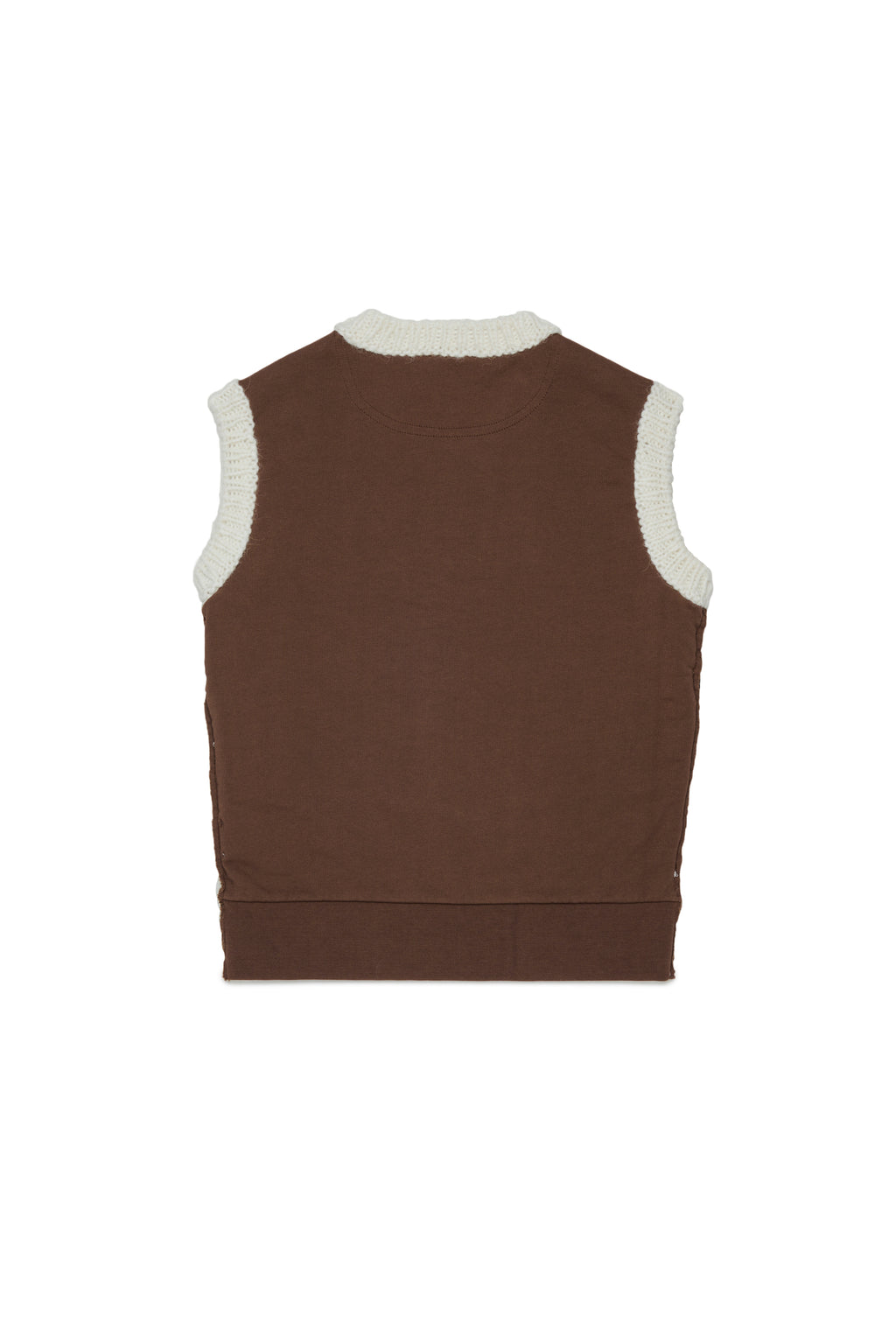 KNIT VEST WITH CHEVRON PATTERN - OFF WHTIE