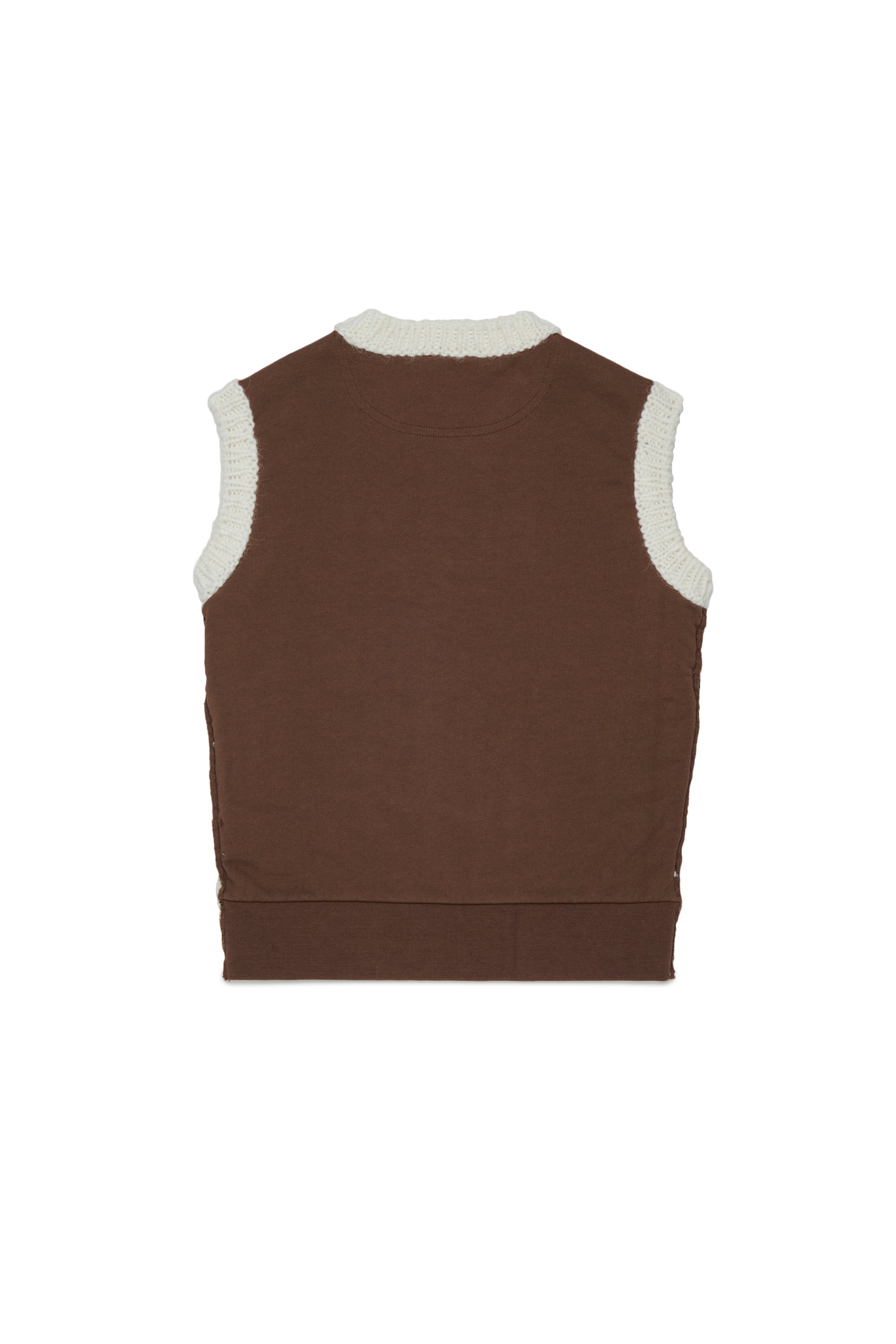 KNIT VEST WITH CHEVRON PATTERN - OFF WHTIE