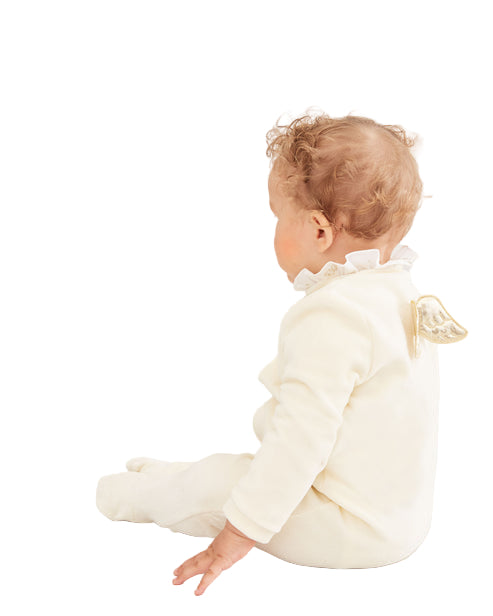 NB4700G MARIE-CHANTAL VELOUR GOLD ANGEL WING SLEEPSUIT