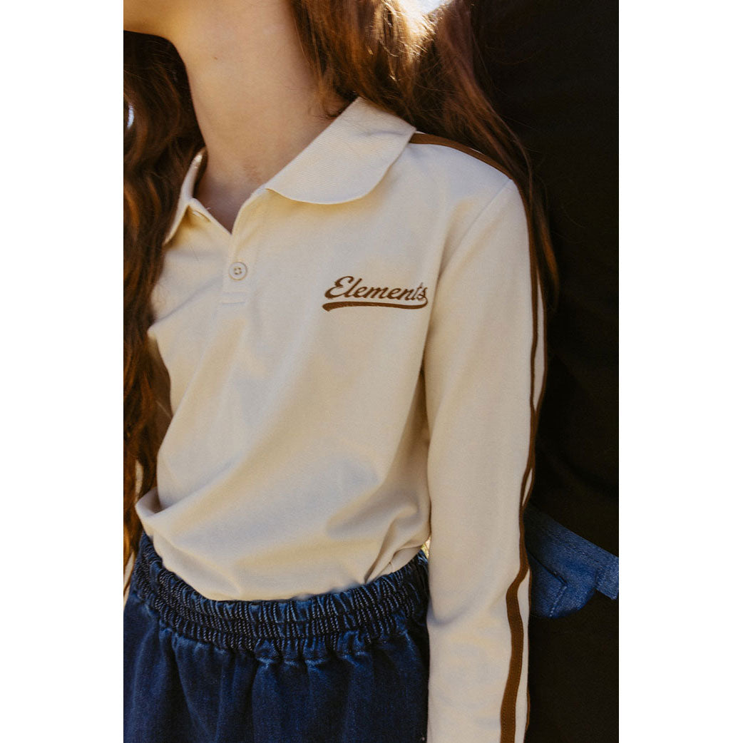 ELS2616 Cream/Taupe Stripe Sleeve Polo
