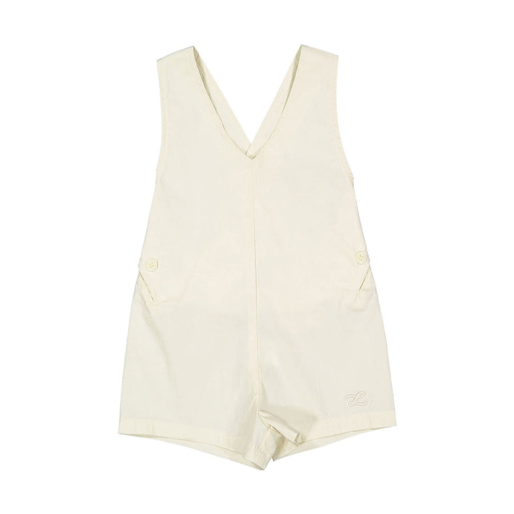 Cream V Button Romper