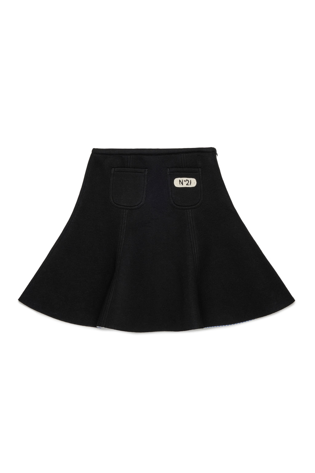 NEOPRENE SKIRT WITH SMALL CROCHET LOGO PATCH - BLACK