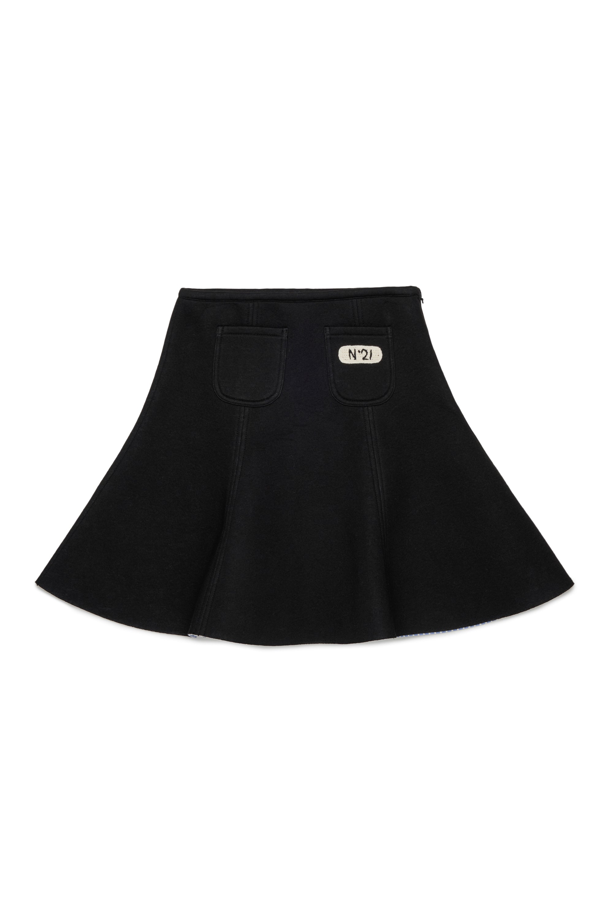 NEOPRENE SKIRT WITH SMALL CROCHET LOGO PATCH - BLACK