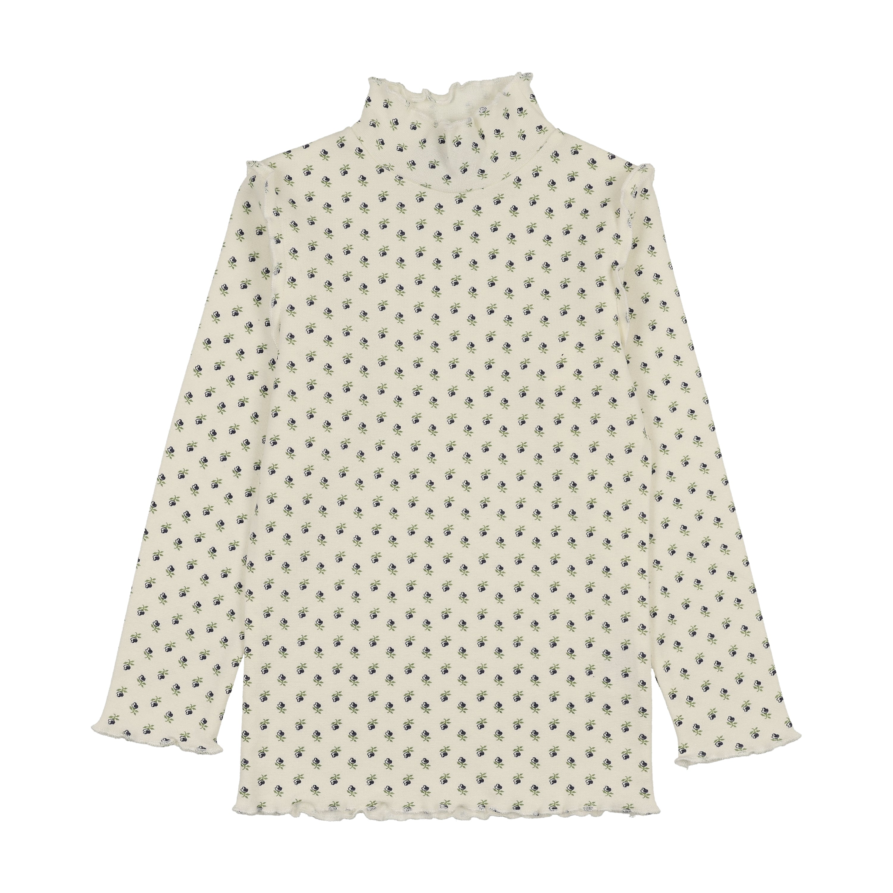 Kin Kin Tulip Print Scalloped Edge Mockneck