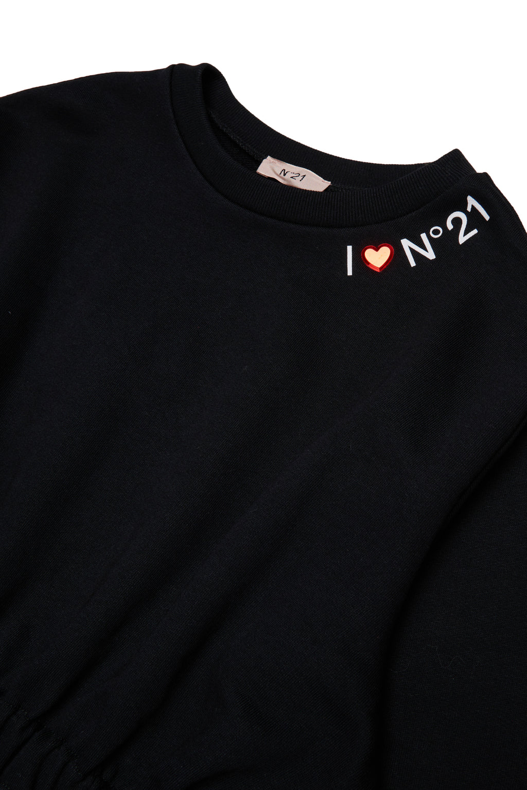 LS MIDI SWEAT DRESS WITH LOGO AROUND NECK - BLACK