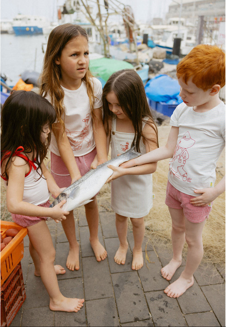 1984325 Pink Striped Embroidered Tee
