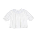 1984309 White Embroidered Smocked 3/4 Sleeve Blouse