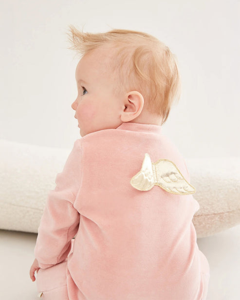 NB4700G MARIE-CHANTAL VELOUR GOLD ANGEL WING SLEEPSUIT
