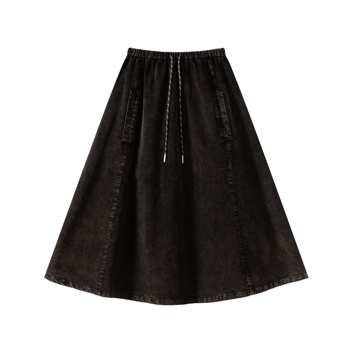 Black Corduroy Pleated Skirt