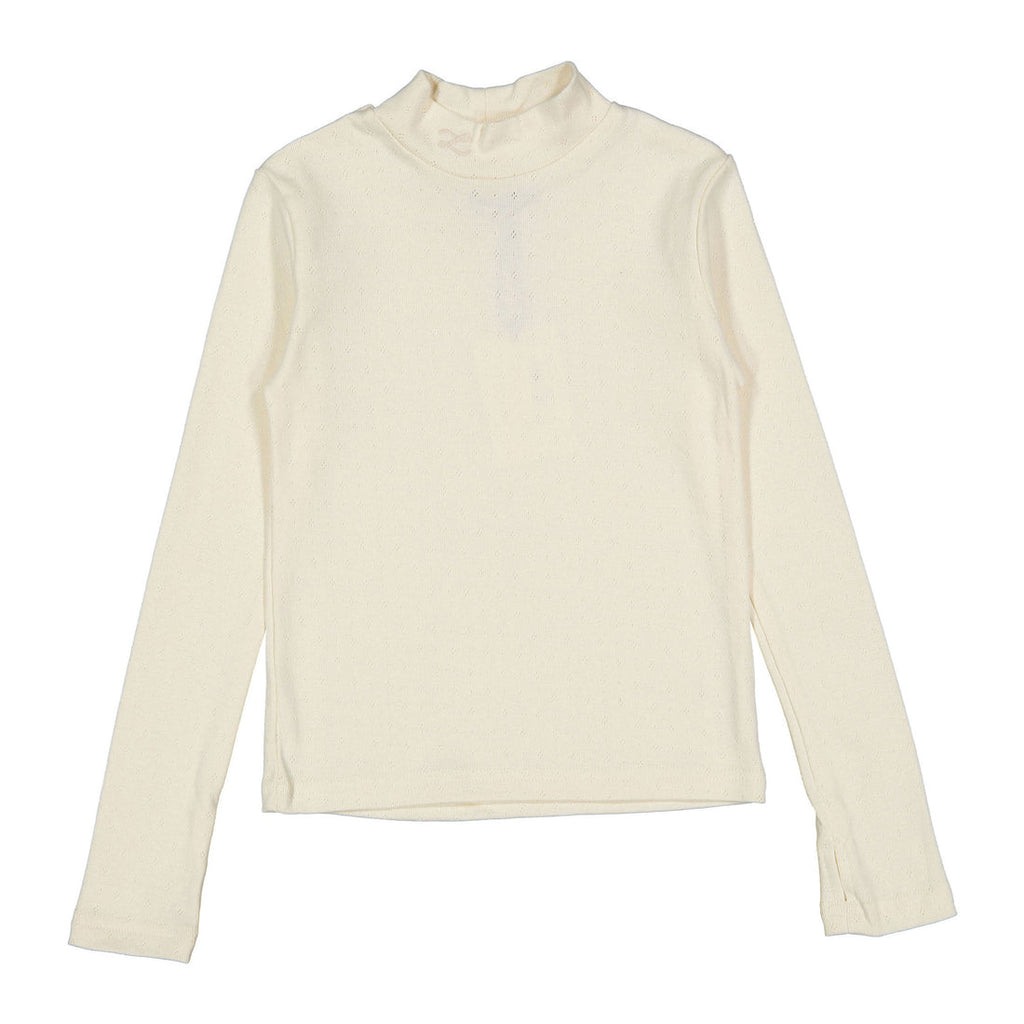 LBL62B Ladida Cuello alto de punto blanco roto