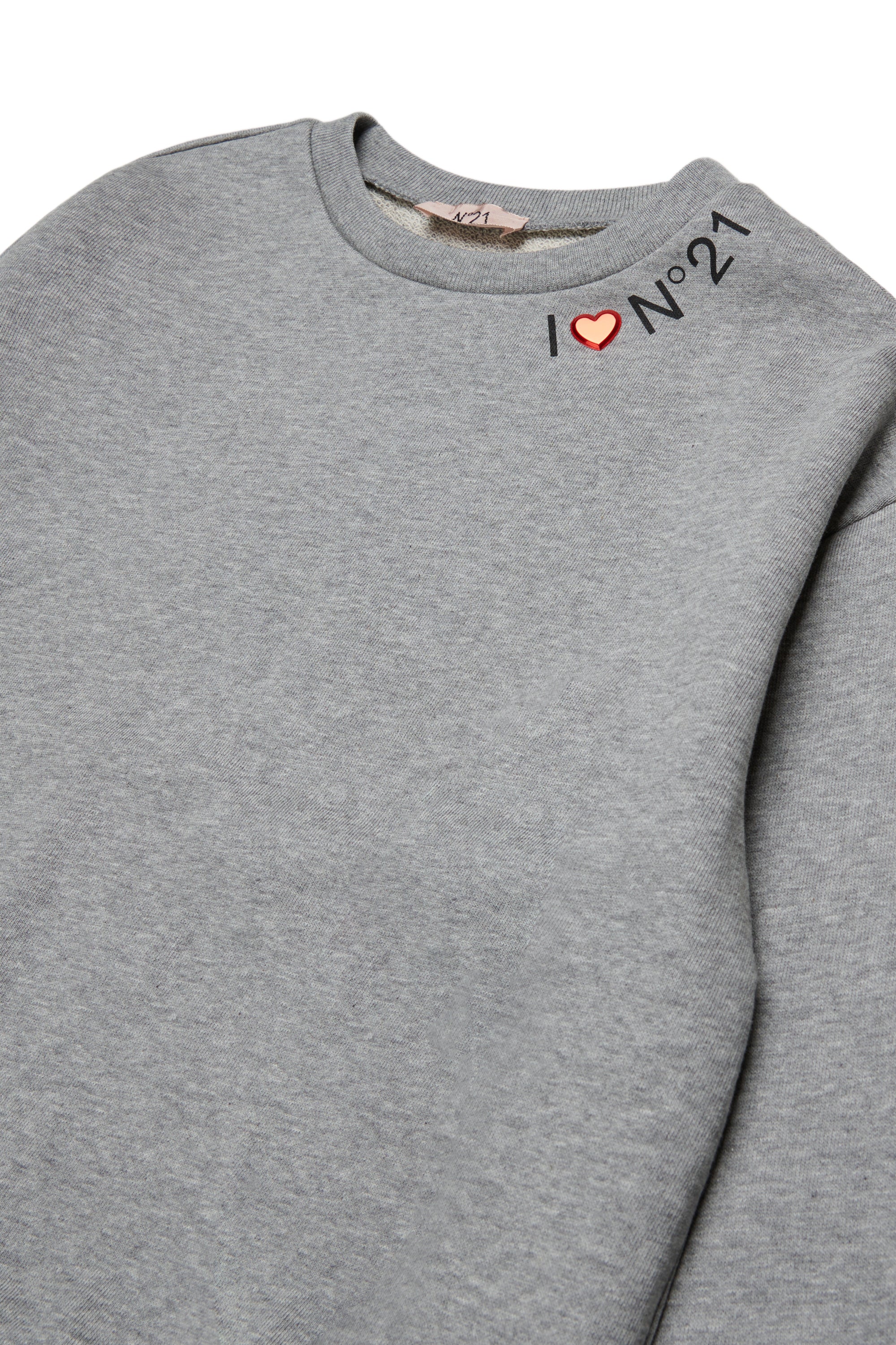 SWEATSHIRT WITH I HEART N21 AROUND COLLAR - GREY