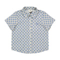 Blue Geo Collar Stretch Shirt