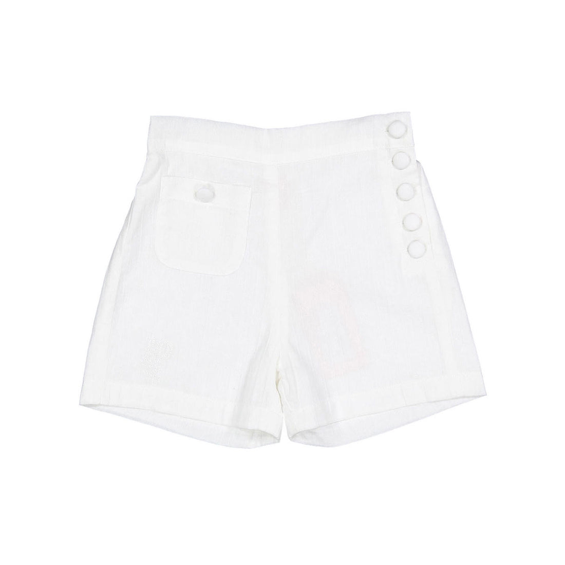 1984305 White Embroidered Button Shorts