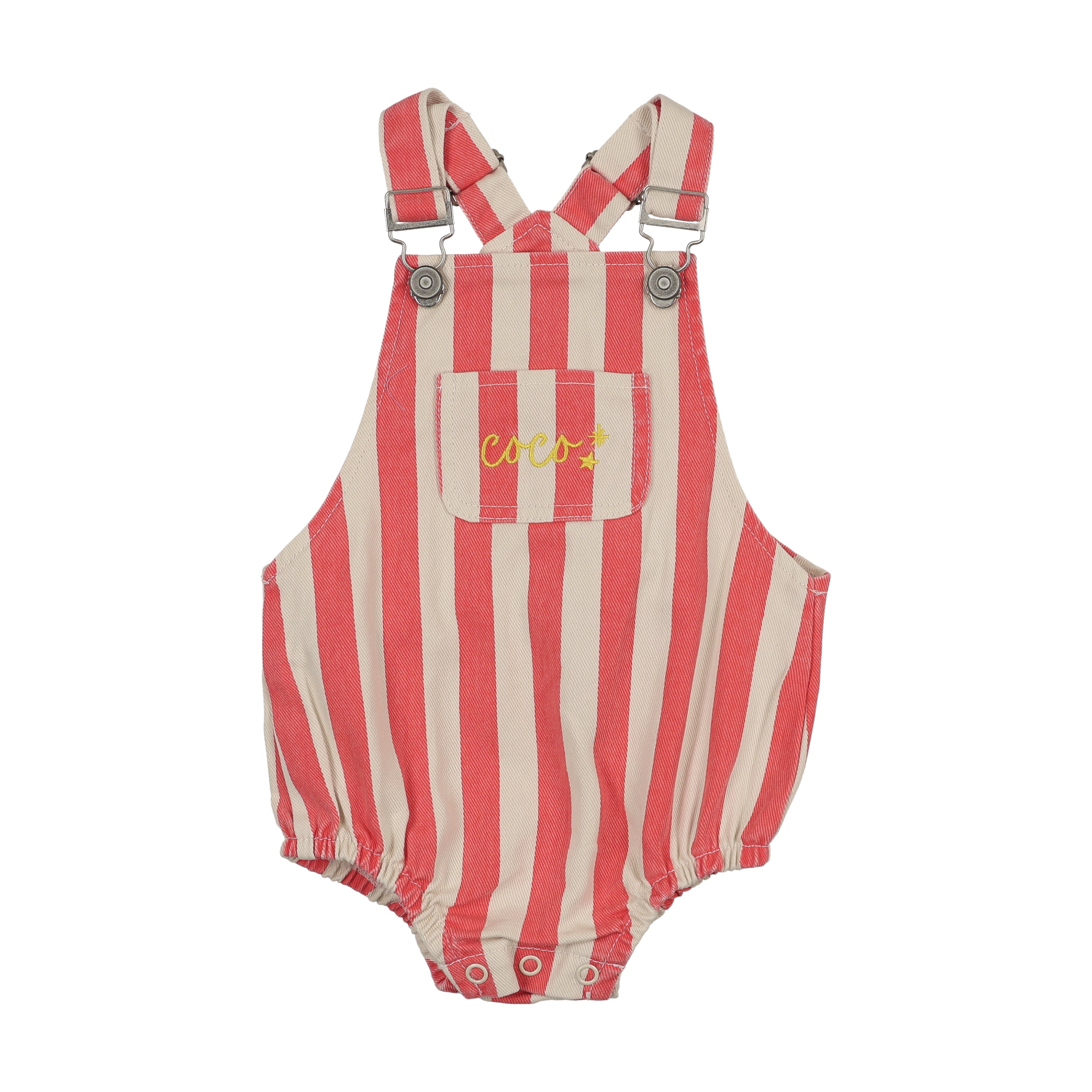 SHORT OVERALLS Coral stripes