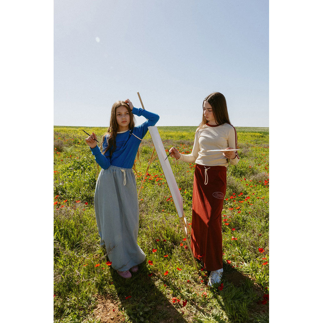ELS2622 Rust Camp Drawstring Skirt