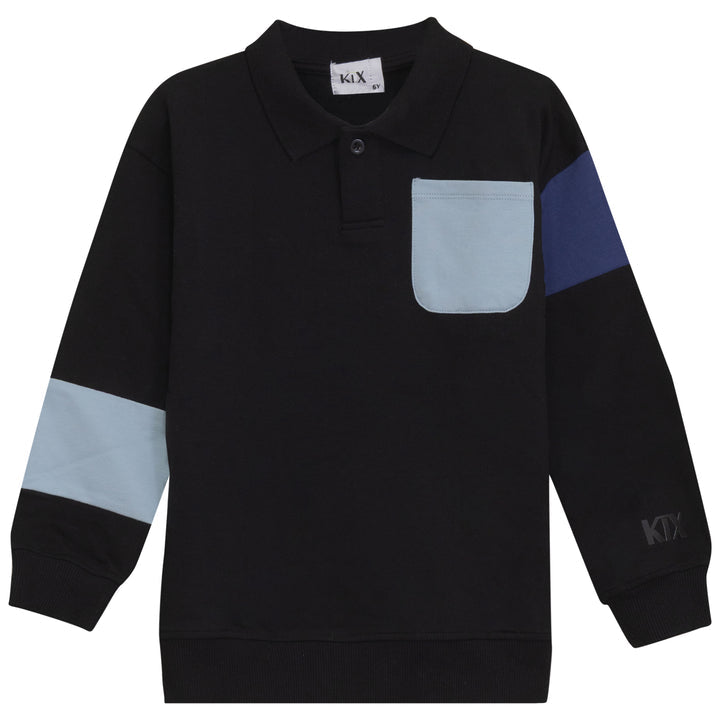 Polo Kix K6200-BKBL Color Block Negro-Azul