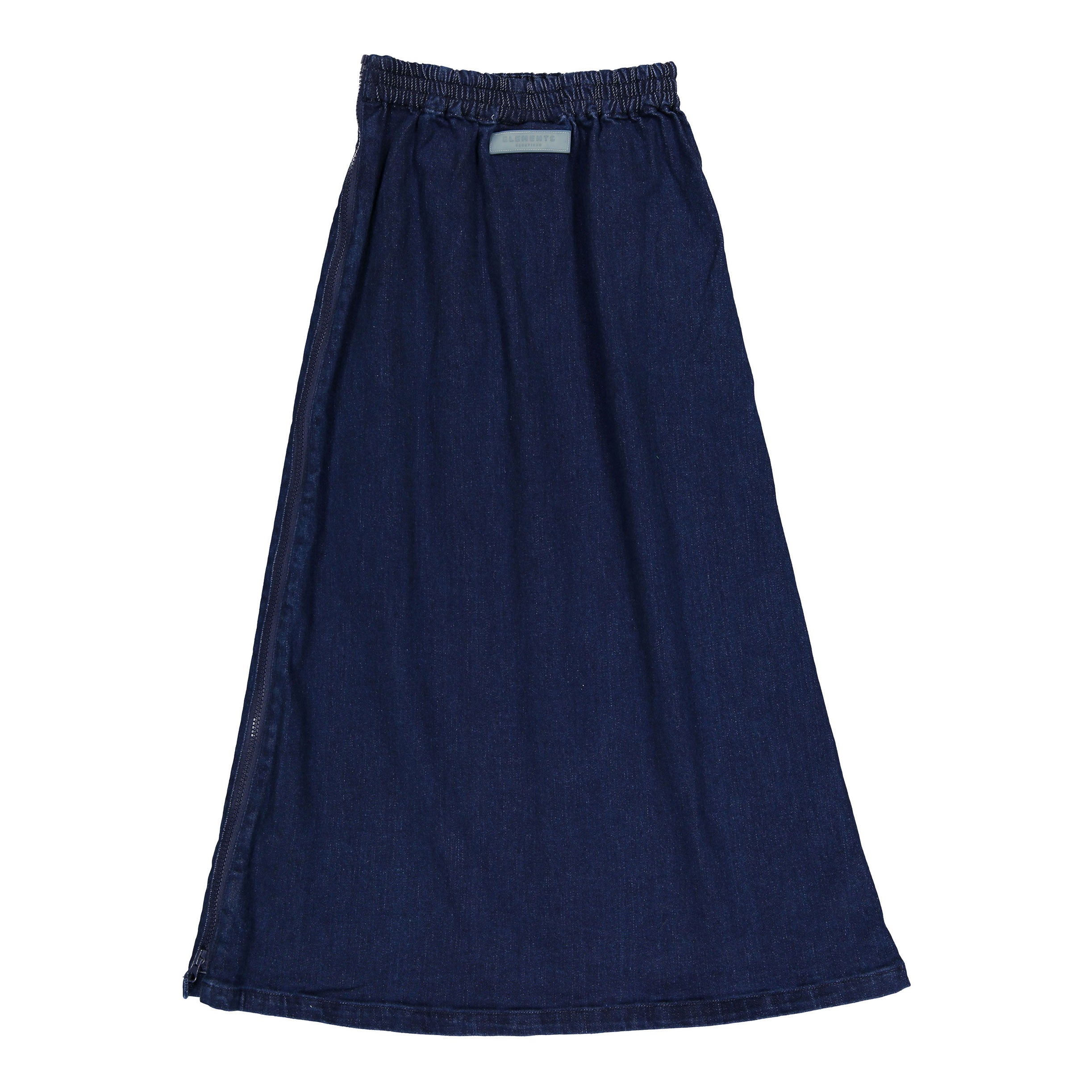 ELS2614 Dark Denim Mock Zip Skirt
