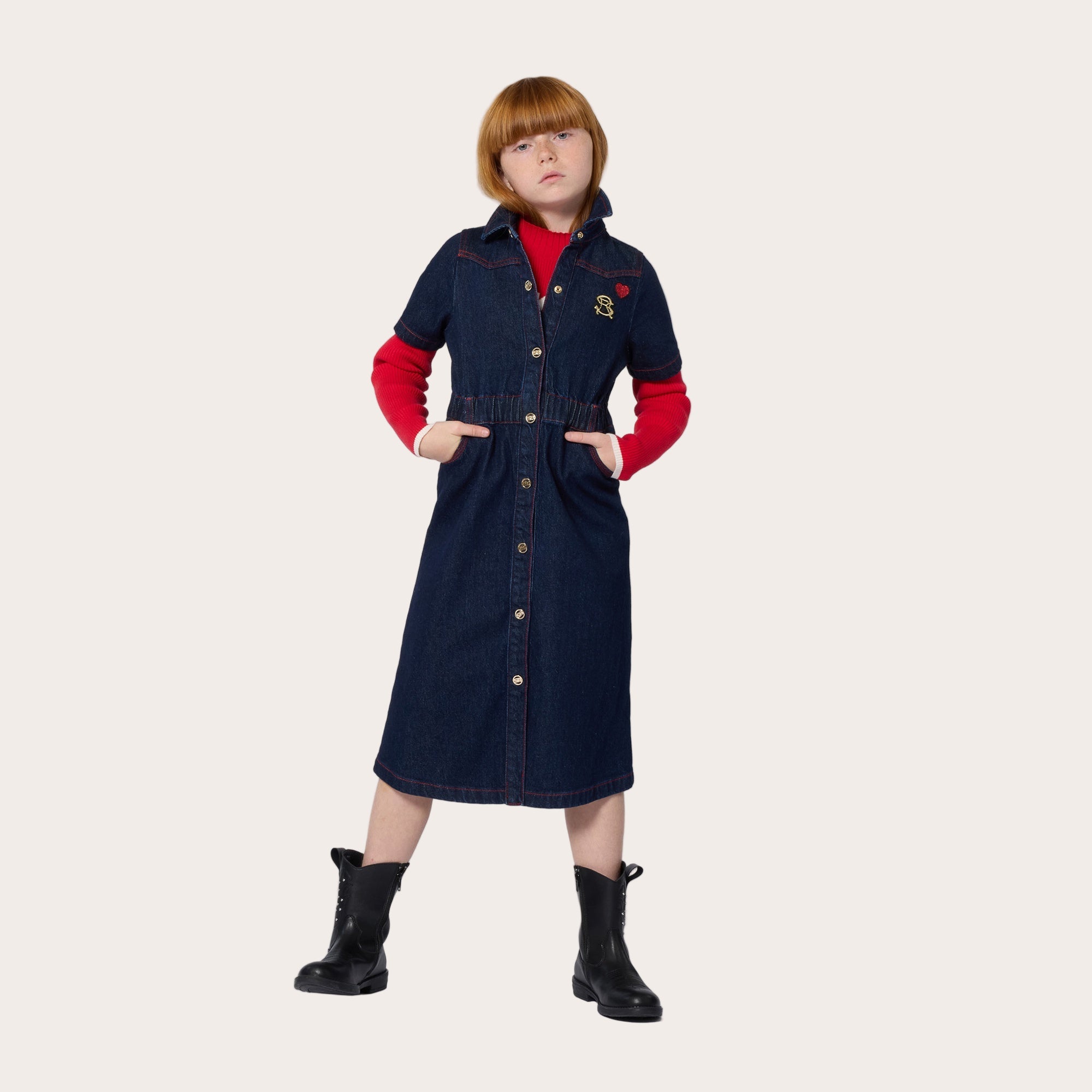 A00323 SONIA RYKIEL DENIM BLUE MIDI DRESS