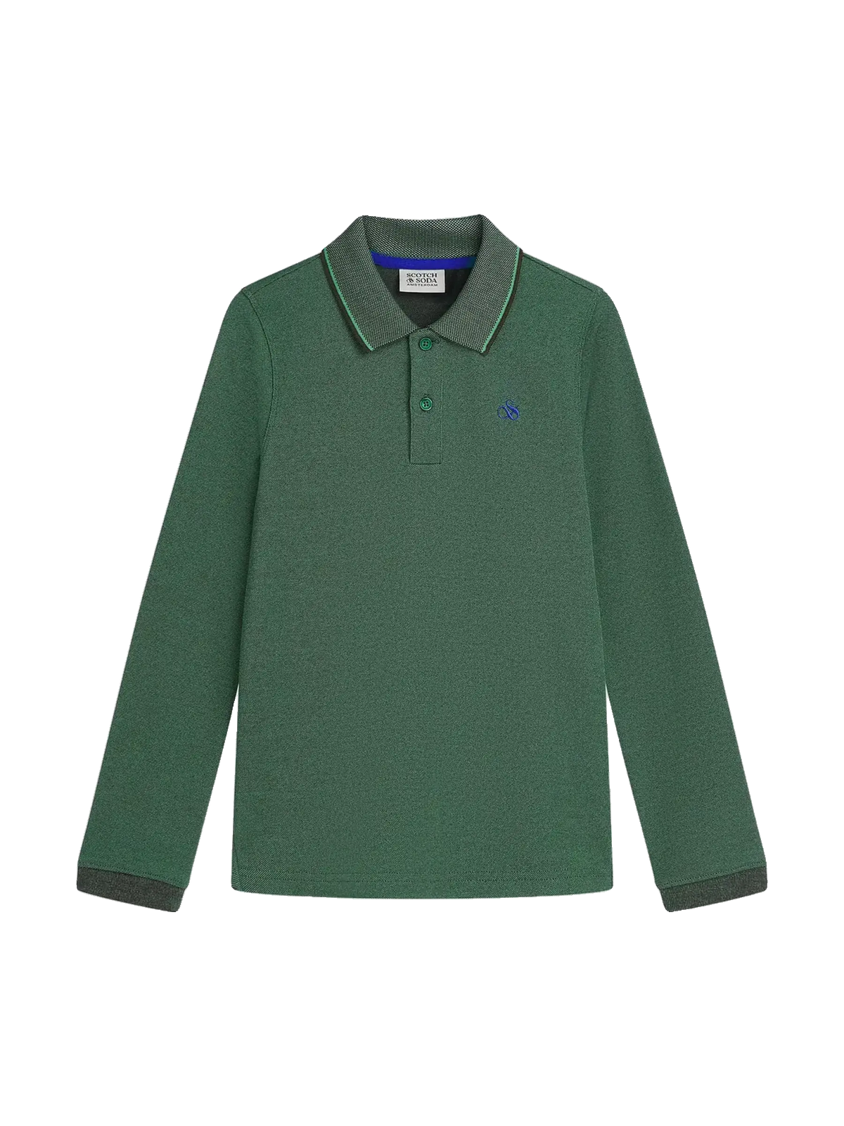 Scotch & Soda kids Long Sleeve Polo - Spectra Green Melange