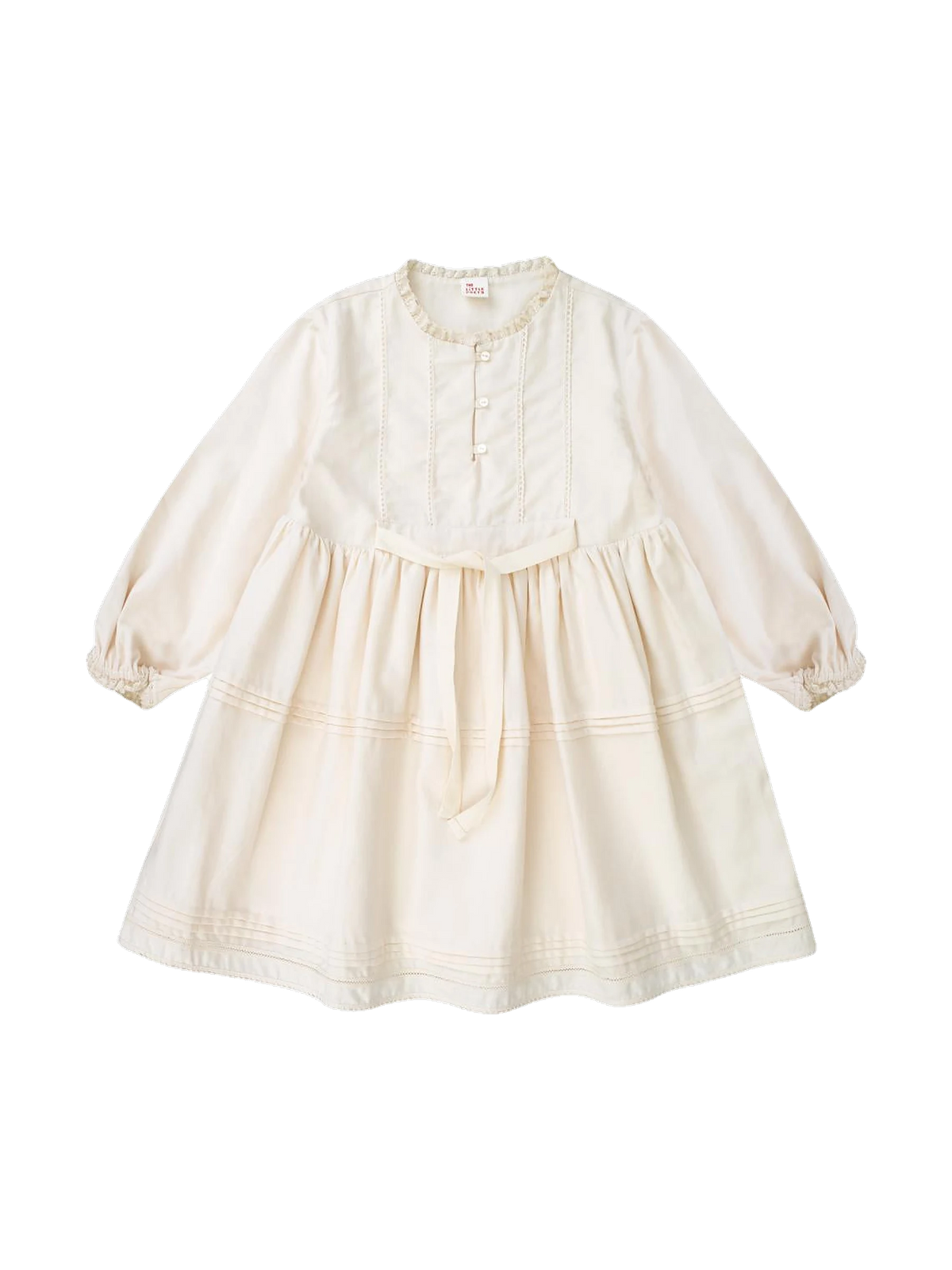 The Little Poets kids Bianca Ecru Midi Dress With Lace Details