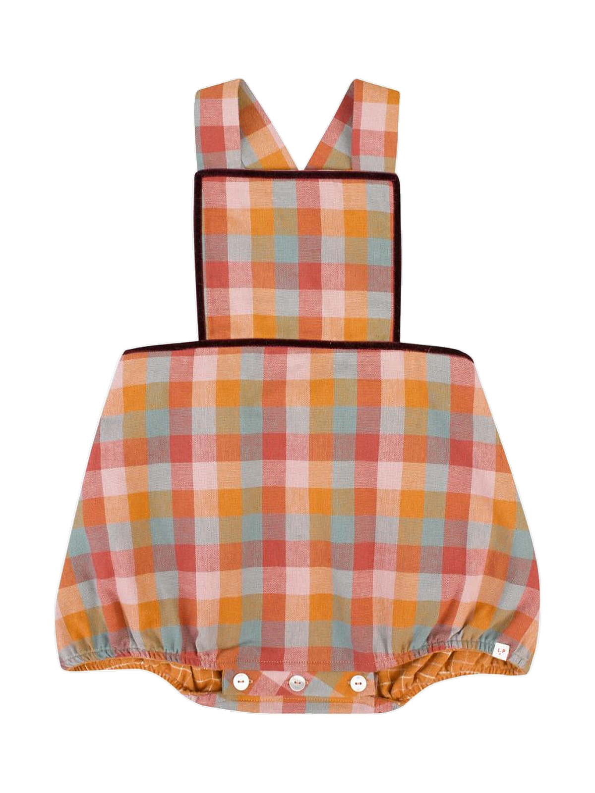 The Little Poets kids Reversible José Mixed Checks Romper