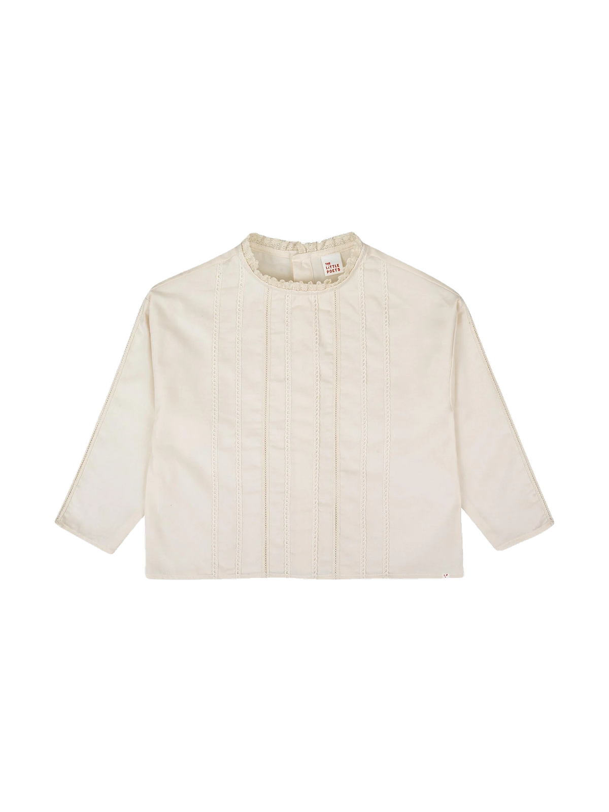 The Little Poets kids Yasmin Ecru Shirt With Lace Details