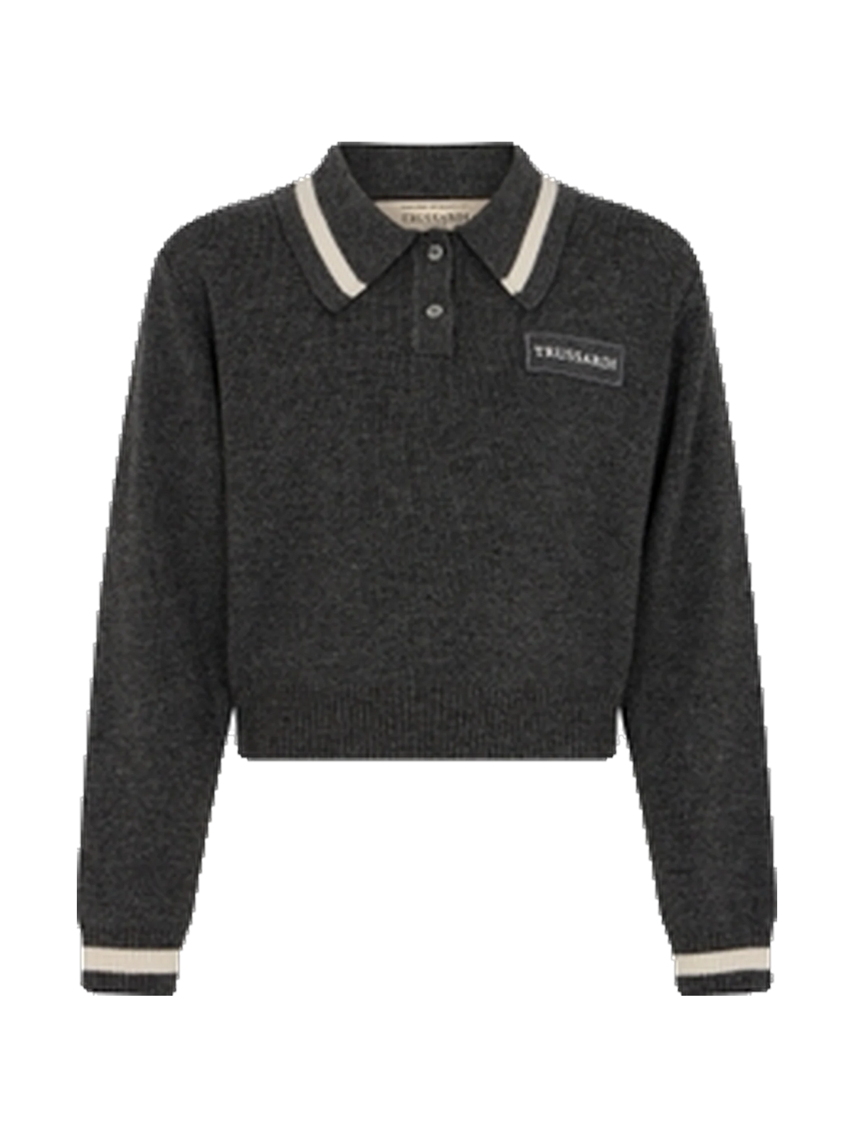 Trussardi kids Knit Polo Sweater - Grey Melange