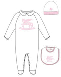 PEGASO FOOTIE SET WITH HAT AND BIB PINK