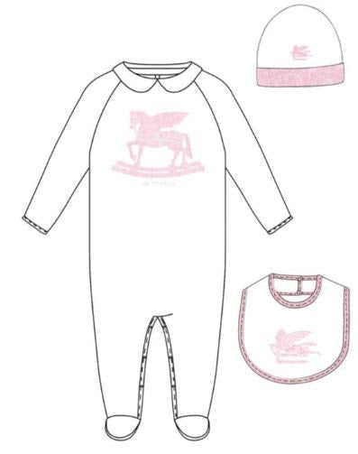 PEGASO FOOTIE SET WITH HAT AND BIB PINK